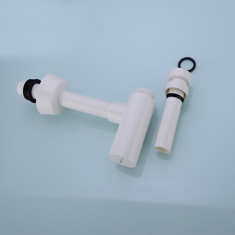 RANDOM Snappy Round Bottle Trap G1-1/4,ABS Plastic Basin Sink Waste Drain P-TRAP Kit, White.RD83880 - Image 5